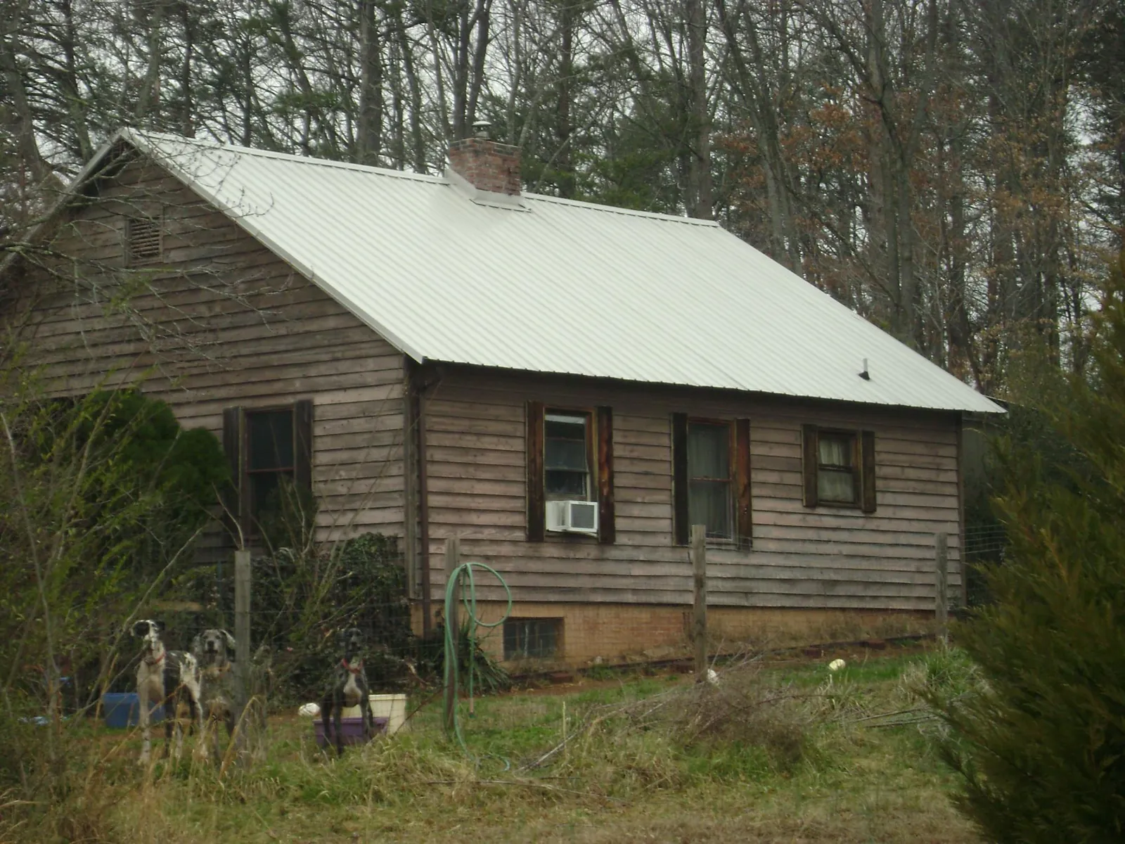 White metal roof on an old wood sided farmhouse, from a Metal Roof Installation job in Steep Falls